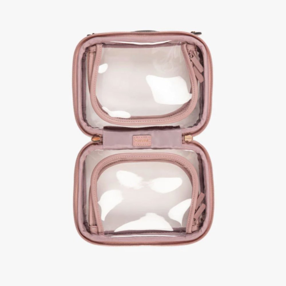 Calpak Small Clear Cosmetics Case Mauve-like new!